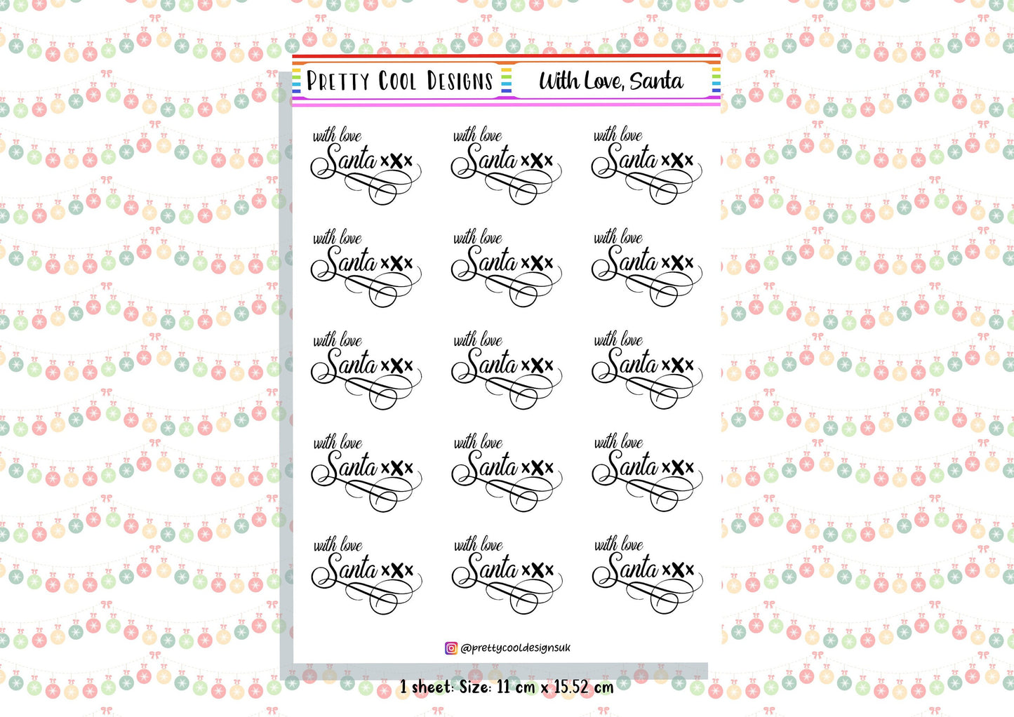 Santa Christmas Stickers: Gift Tag Labels - 15/Sheet