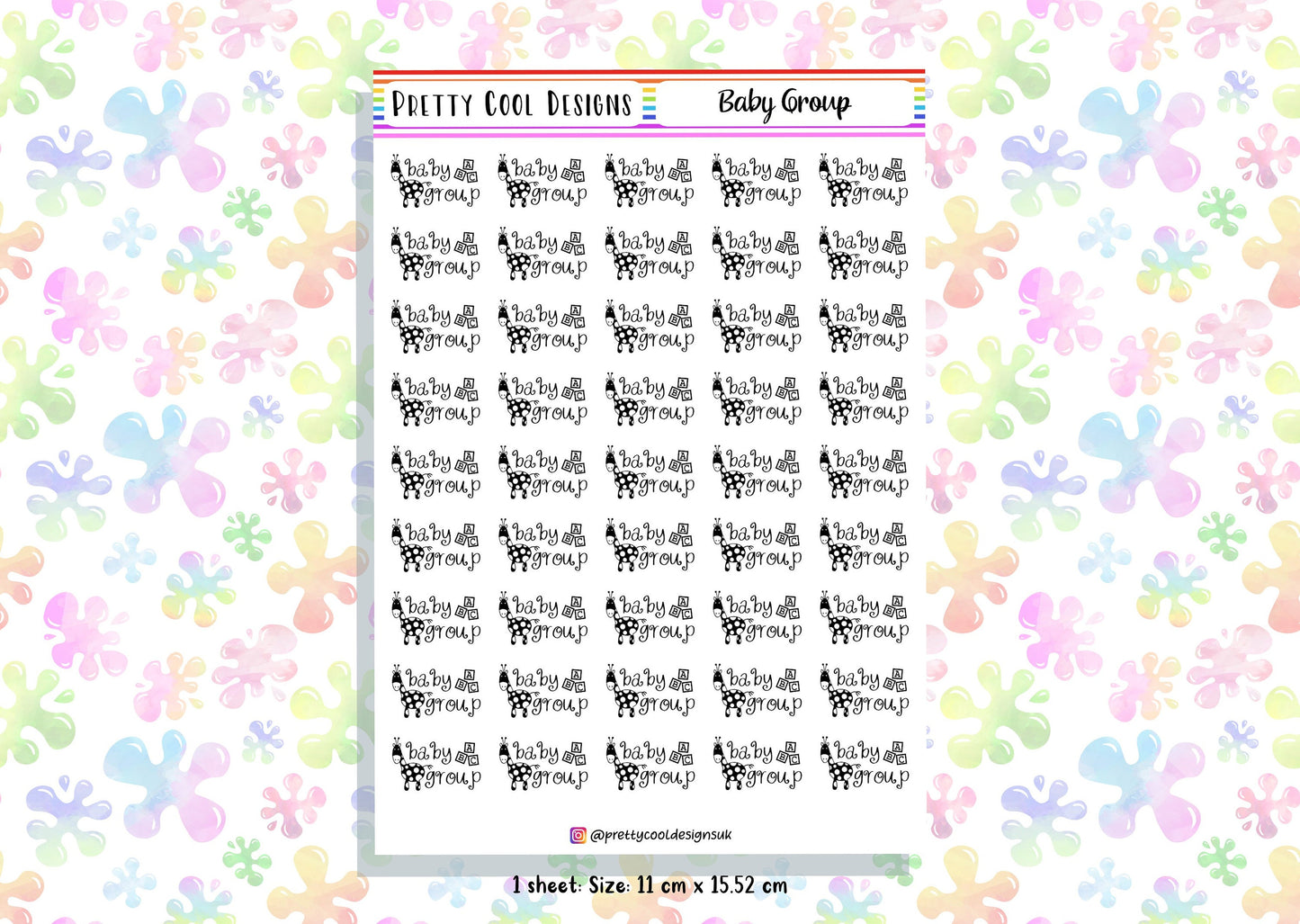 45 Baby Group Family Mum Planner Stickers UK - 1 Sheet