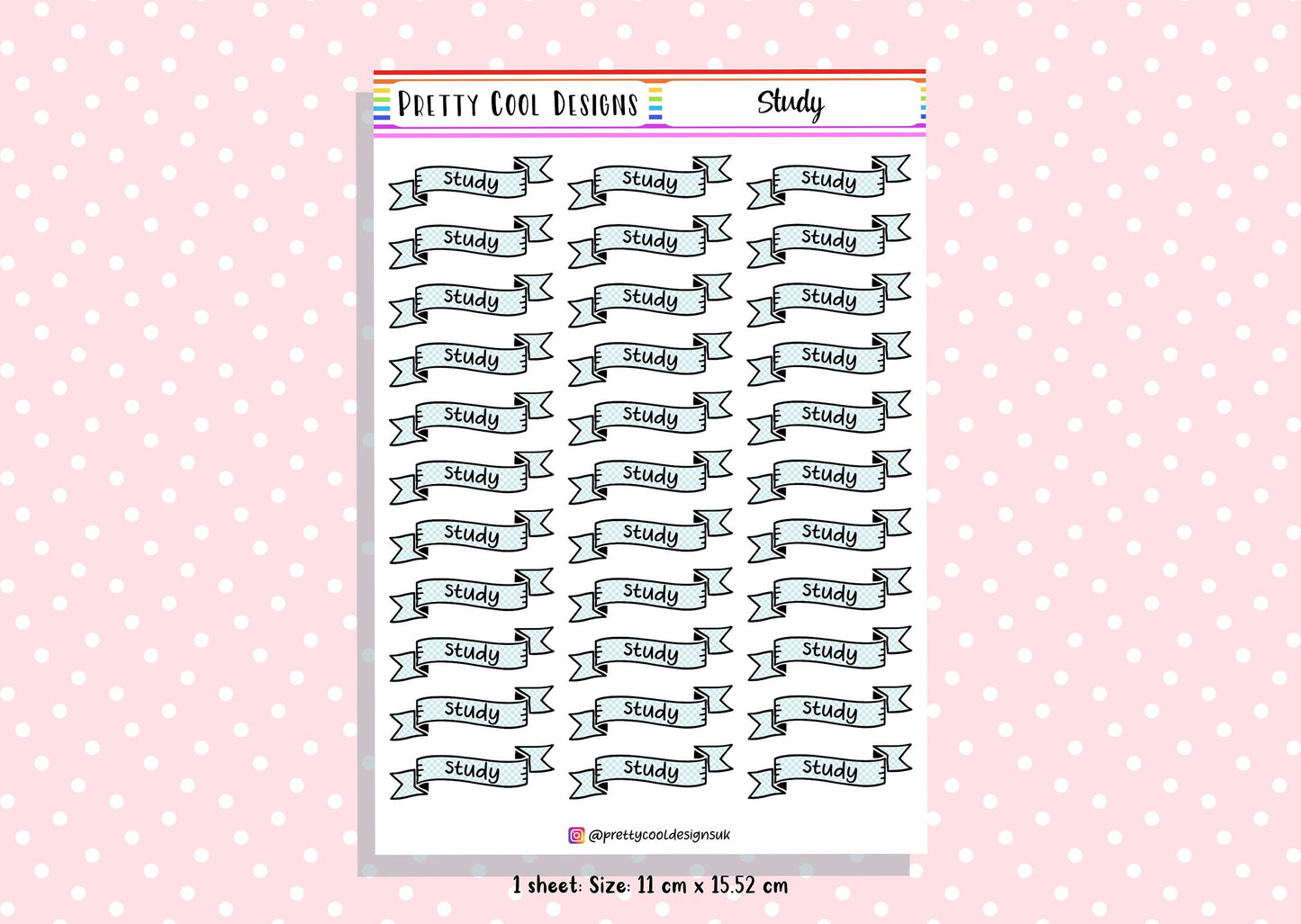 33 Study Teacher Student Planner Stickers UK - 1 Sheet