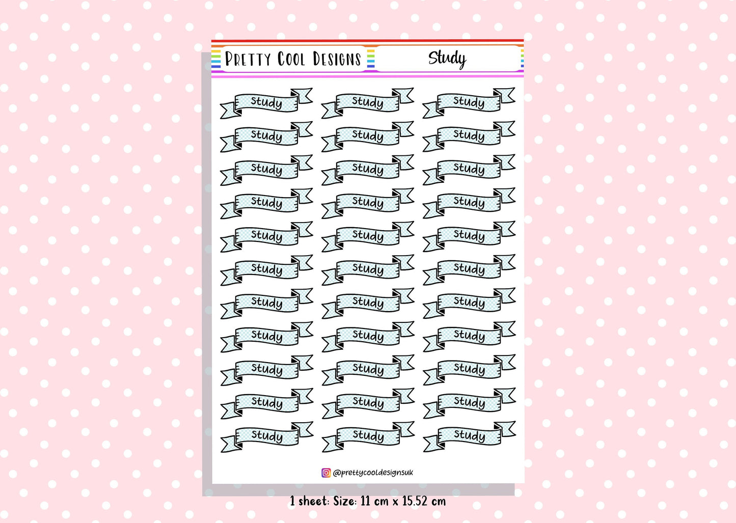 33 Study Teacher Student Planner Stickers UK - 1 Sheet