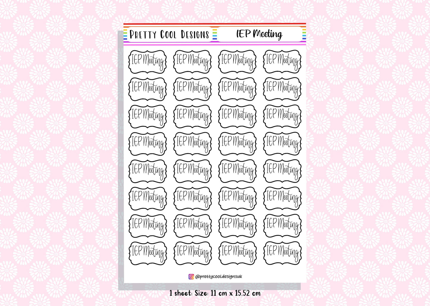 32 IEP Meeting SEN Teacher Planner Stickers UK - 1 Sheet