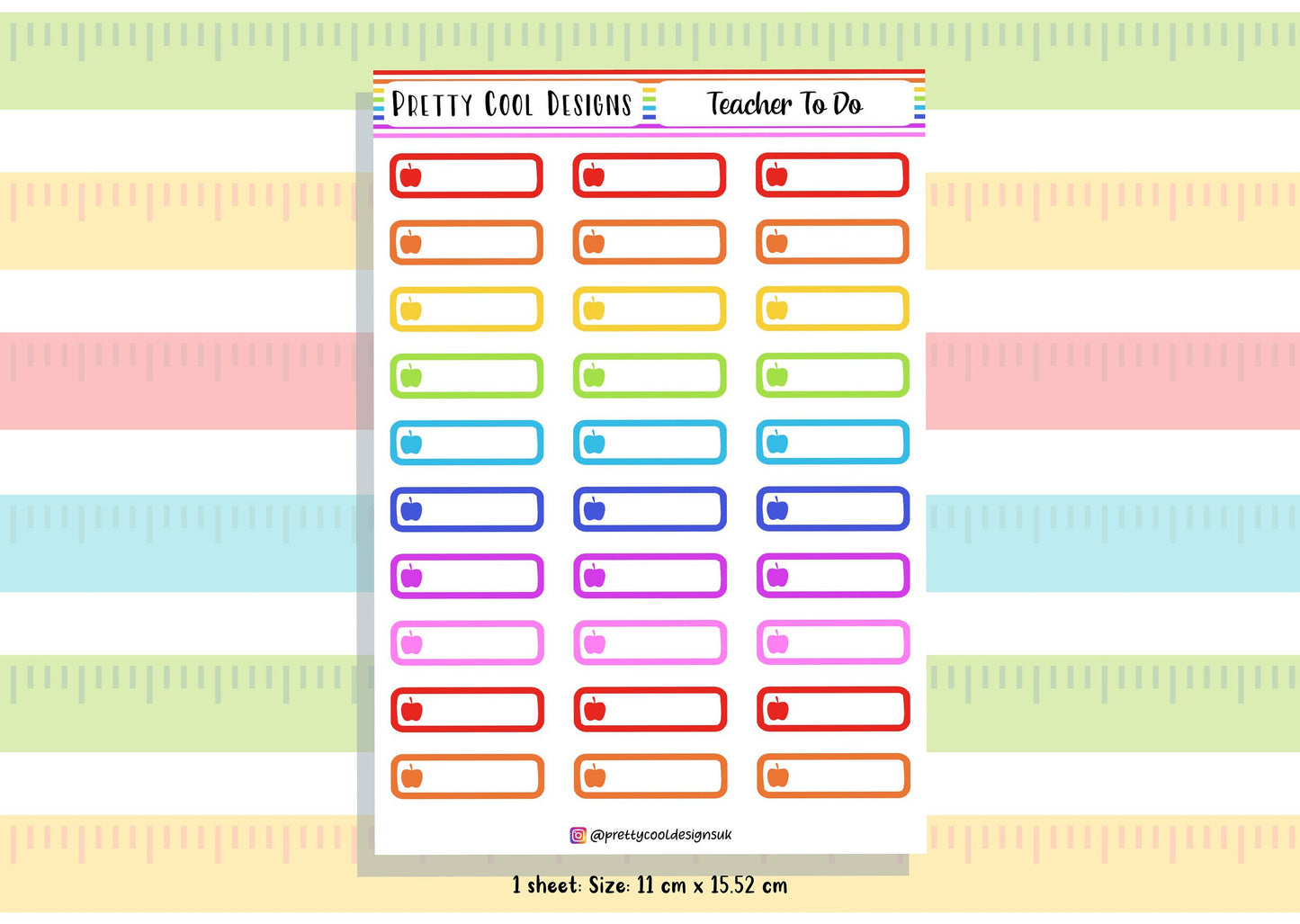 To Do Teacher Apple Planner Stickers UK - 1 Sheet