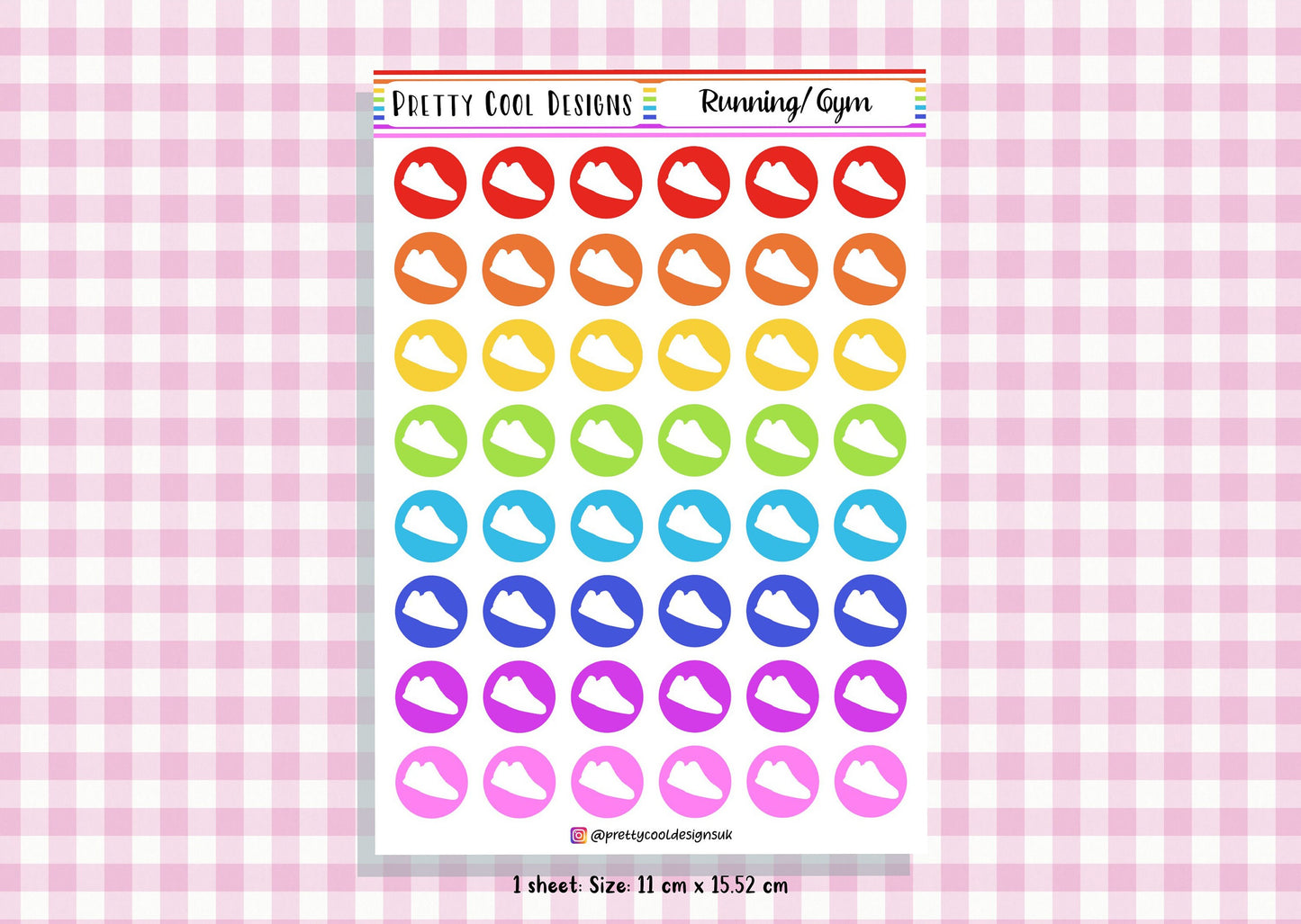 48 Gym, Running, Workout Planner Stickers UK - 1 Sheet