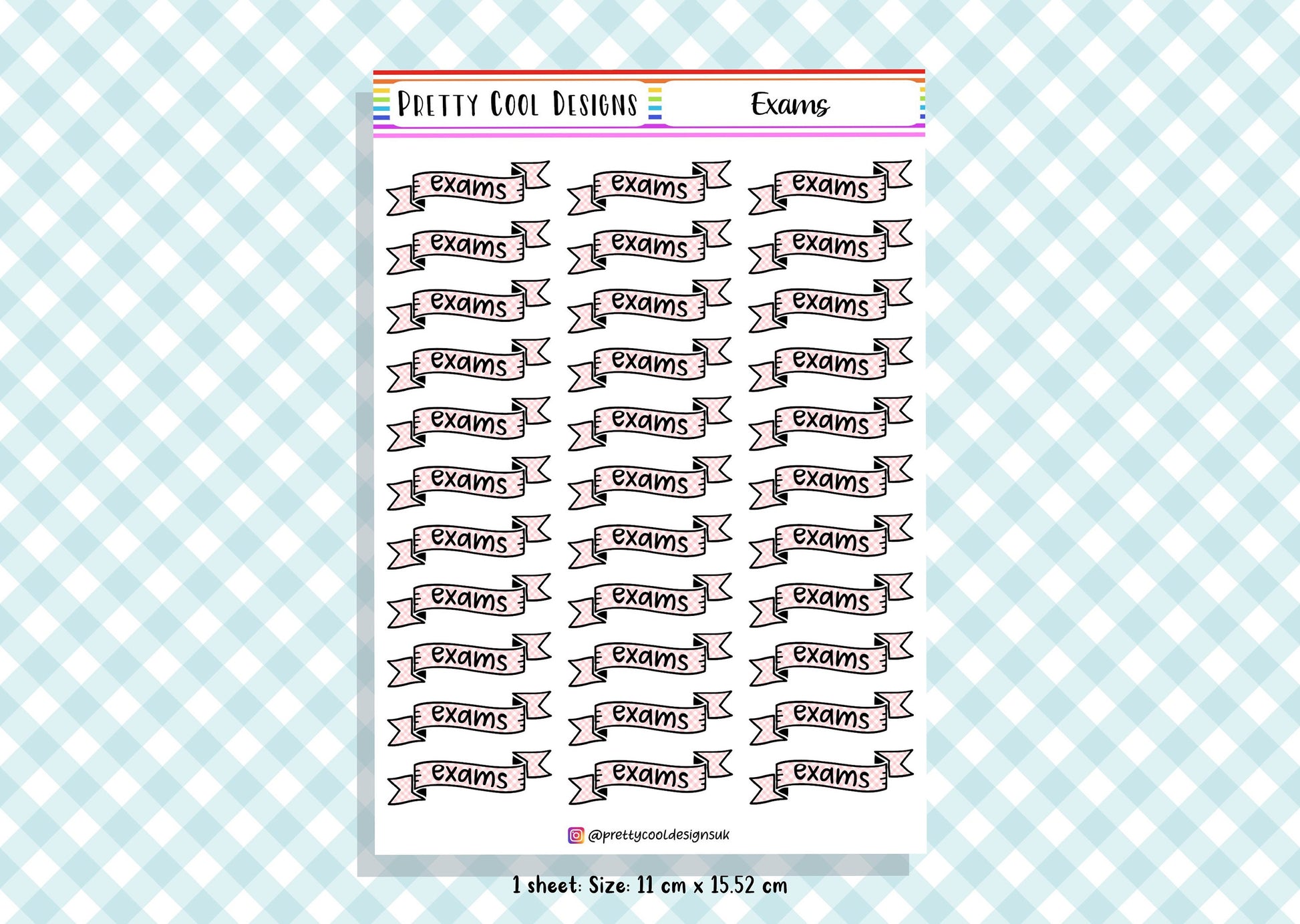 33 Exams Teacher Student Planner Stickers UK - 1 Sheet