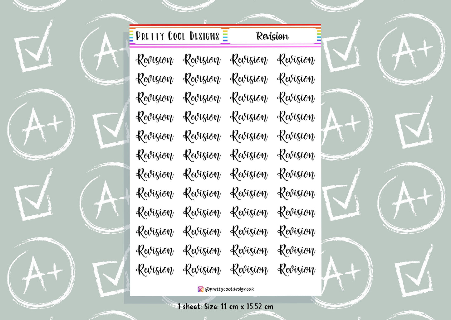 48 Revision Teacher Student Planner Stickers UK - 1 Sheet