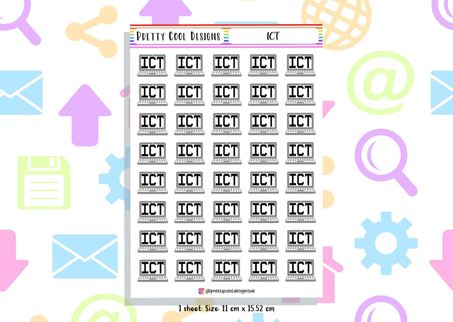 ICT Teacher Planner Stickers UK - 1 Sheet