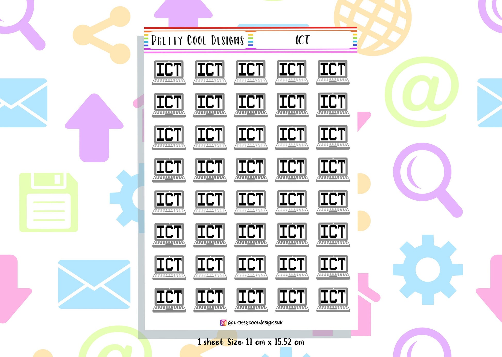 ICT Teacher Planner Stickers UK - 1 Sheet