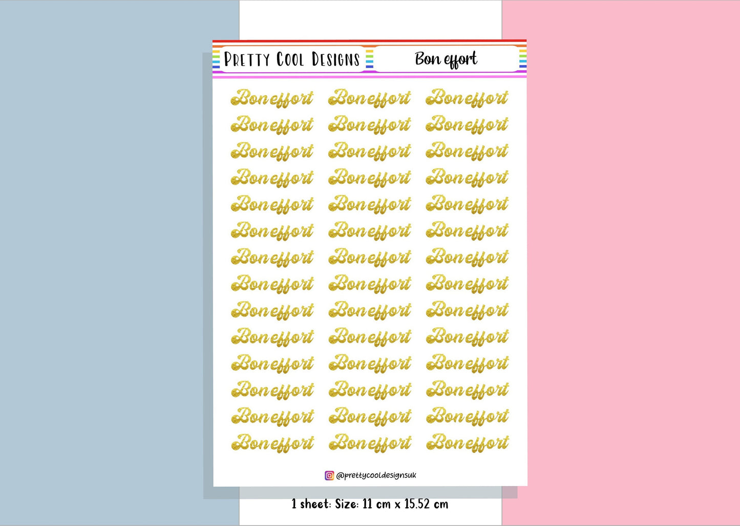 42 Bon Effort French Teacher Planner Stickers UK - 1 Sheet