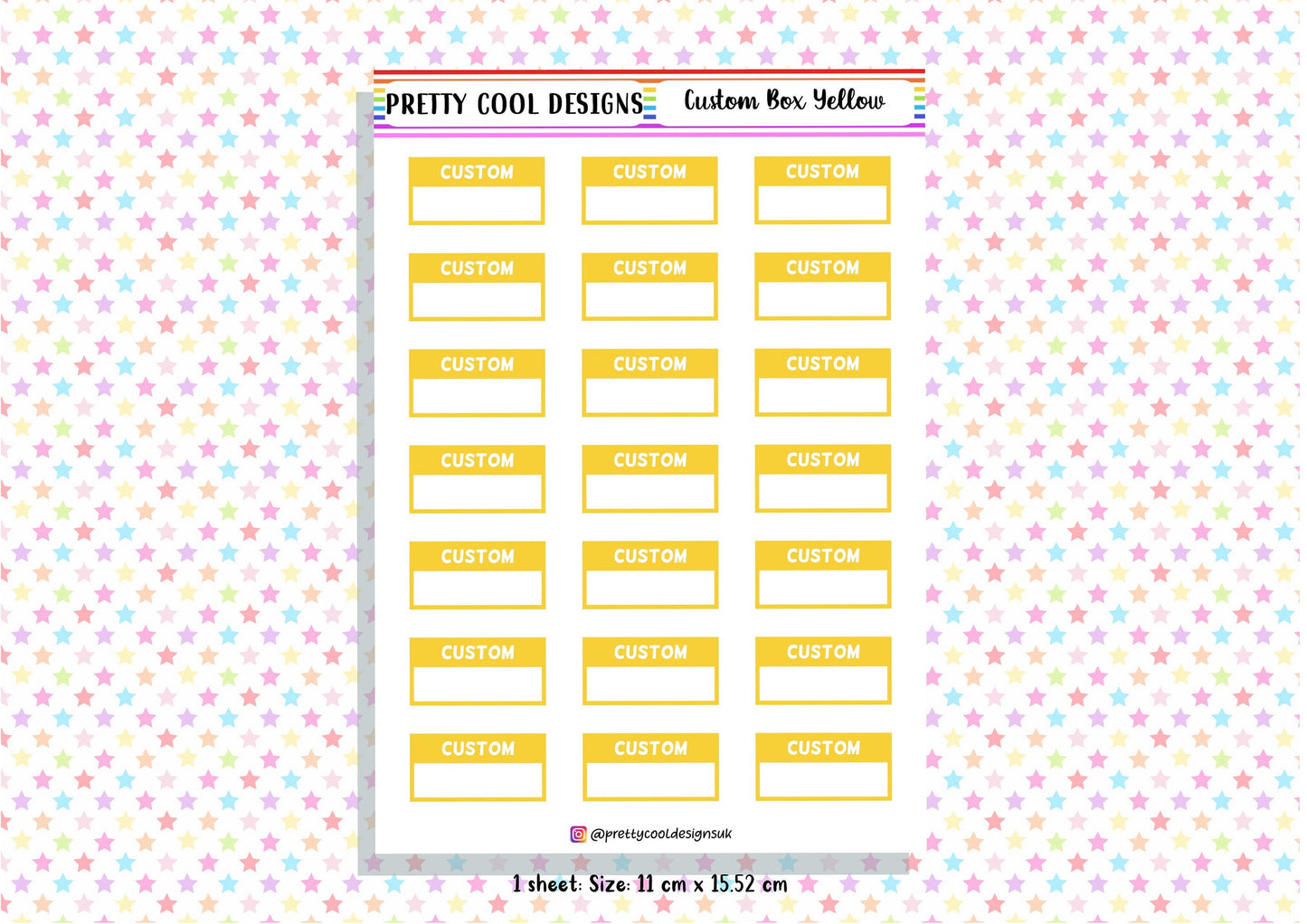 21 Personalised Custom Word in Box Planner Stickers UK with Colour Choices - 1 Sheet