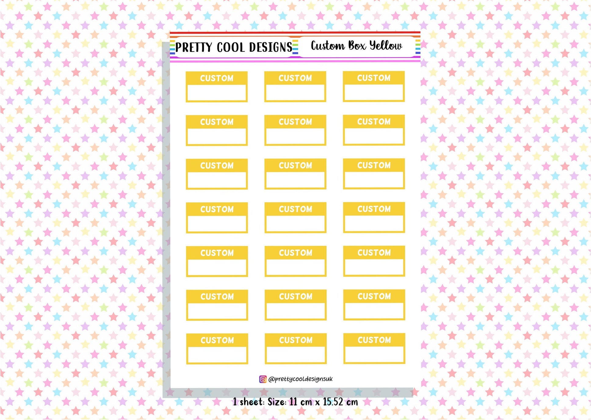 21 Personalised Custom Word in Box Planner Stickers UK with Colour Choices - 1 Sheet