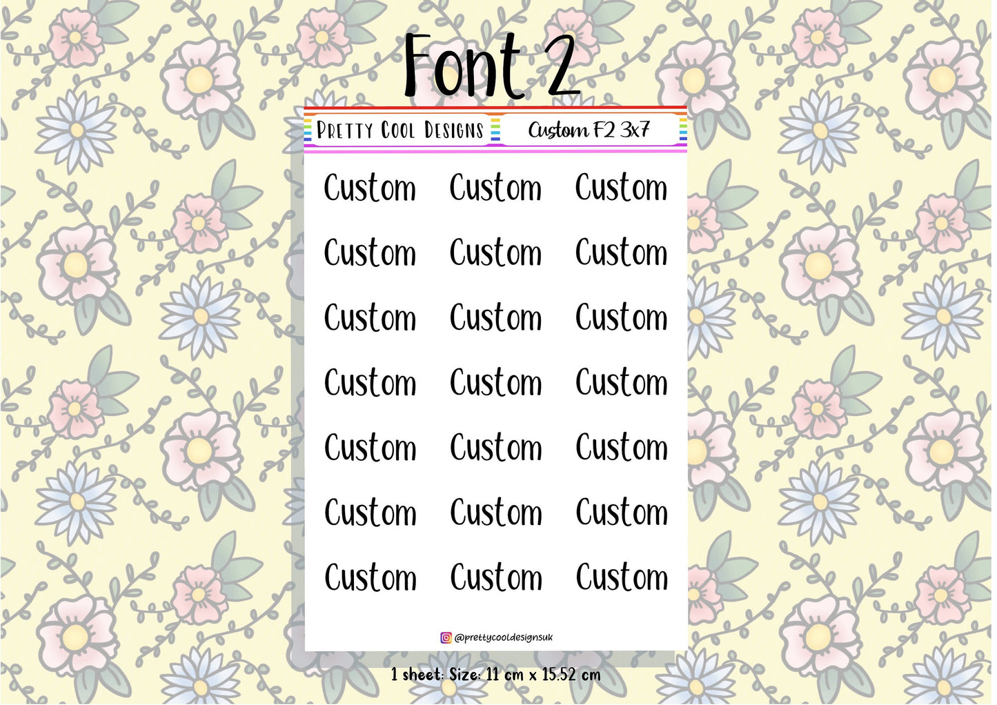 21 Personalised Custom Word in Planner Stickers UK with Font and Colour Choices - 1 Sheet
