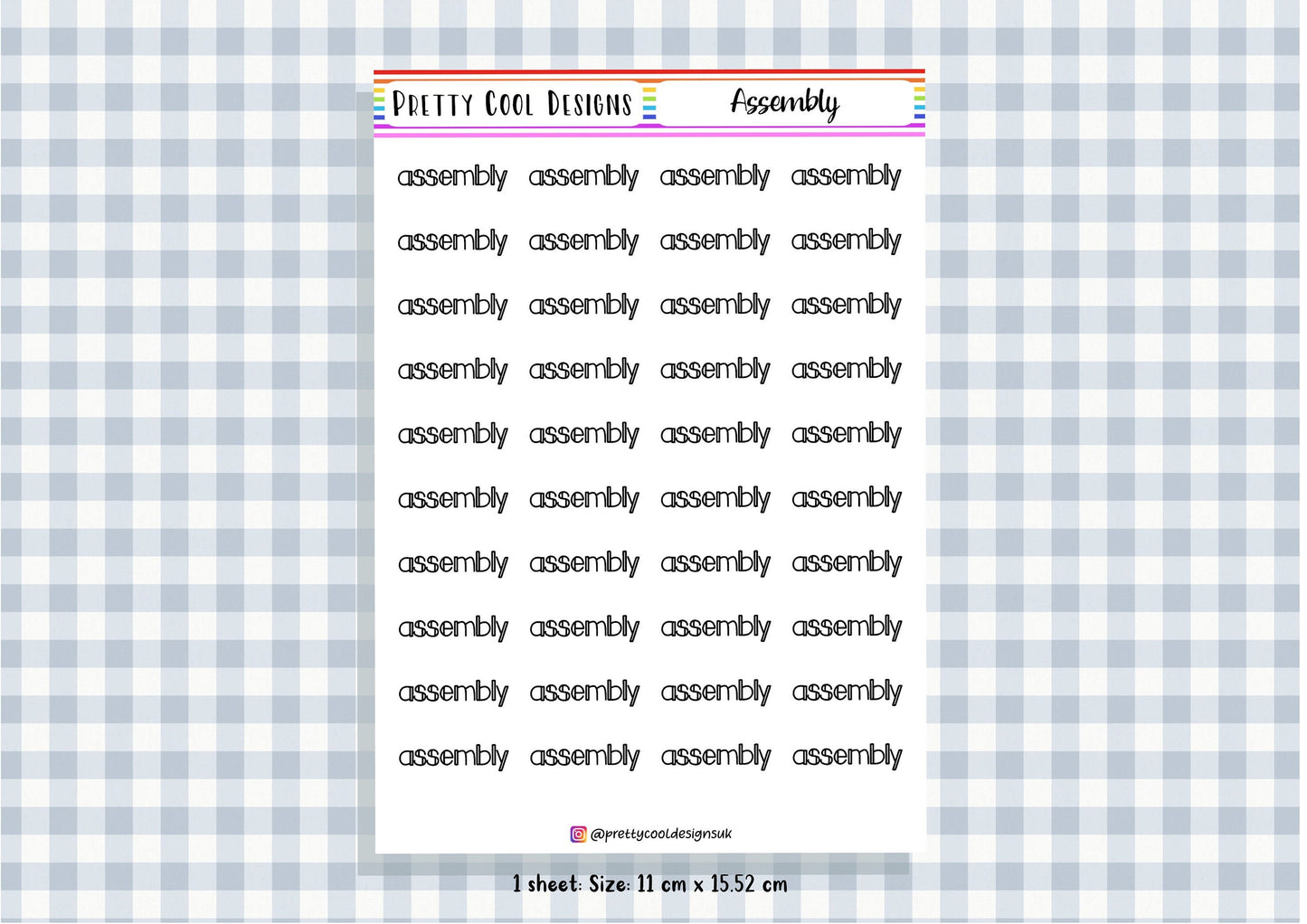 40 Assembly Teacher Planner Stickers UK - 1 Sheet