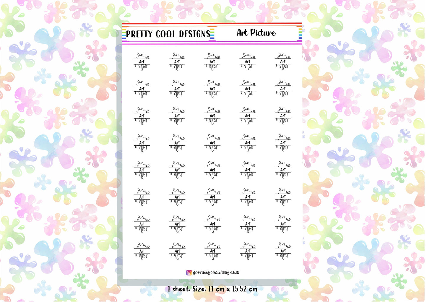 Art Subject Teacher Student Planner Stickers UK - 1 Sheet