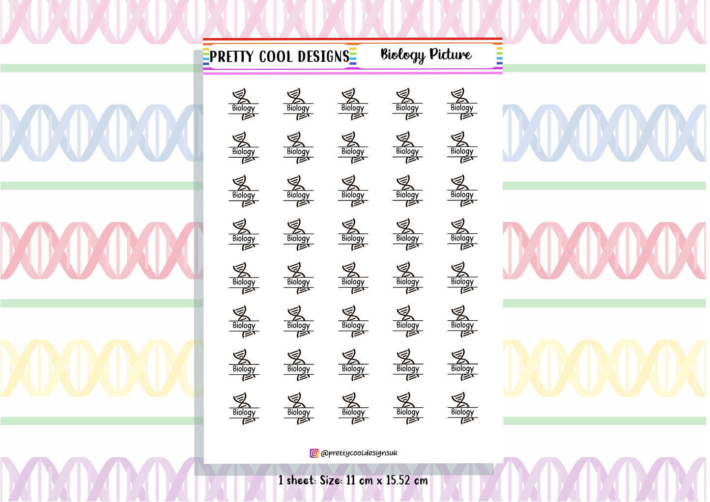 Biology Science Subject Teacher Student Planner Stickers UK - 1 Sheet