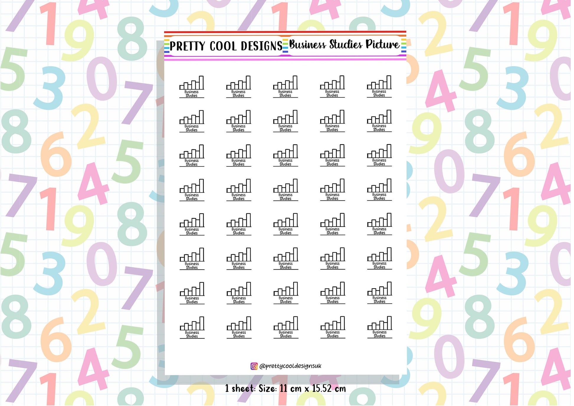 Business Studies Subject Teacher Student Planner Stickers UK - 1 Sheet
