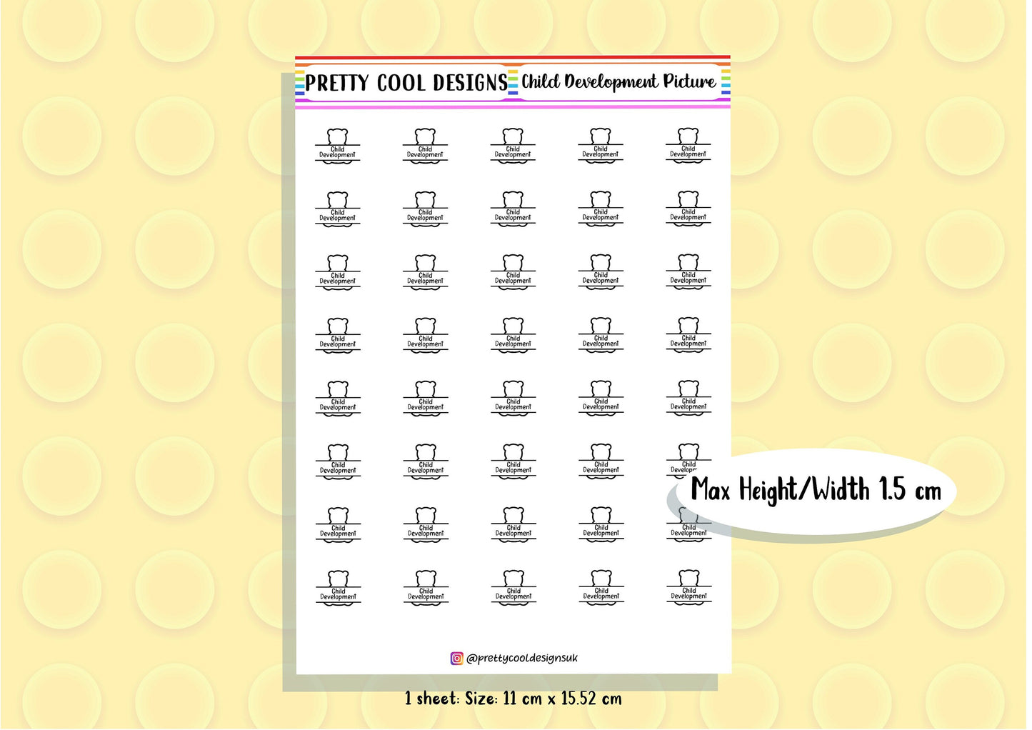 Child Development Subject Teacher Student Planner Stickers UK - 1 Sheet