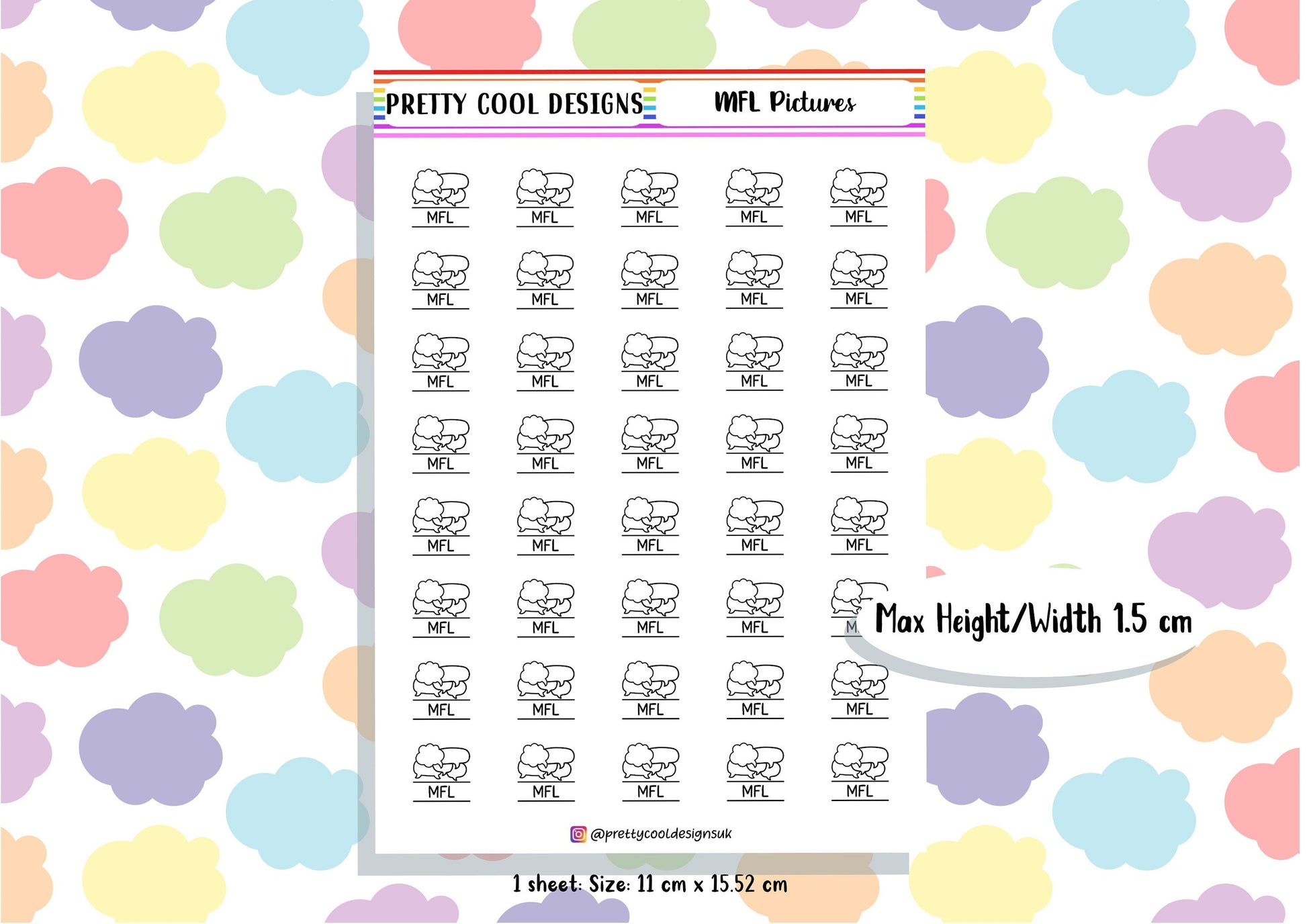 MFL Subject Teacher Student Planner Stickers UK - 1 Sheet