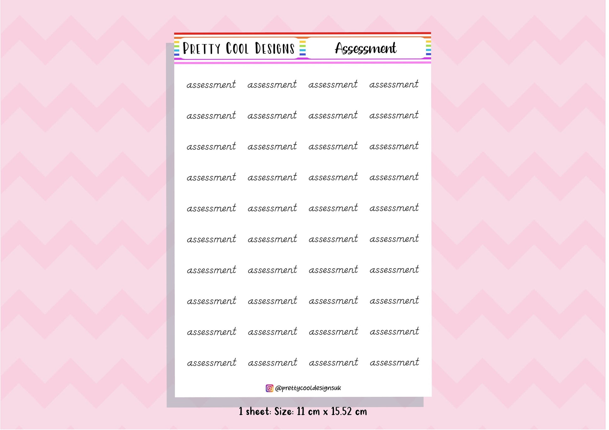 40 Assessment Teacher Planner Stickers UK - 1 Sheet