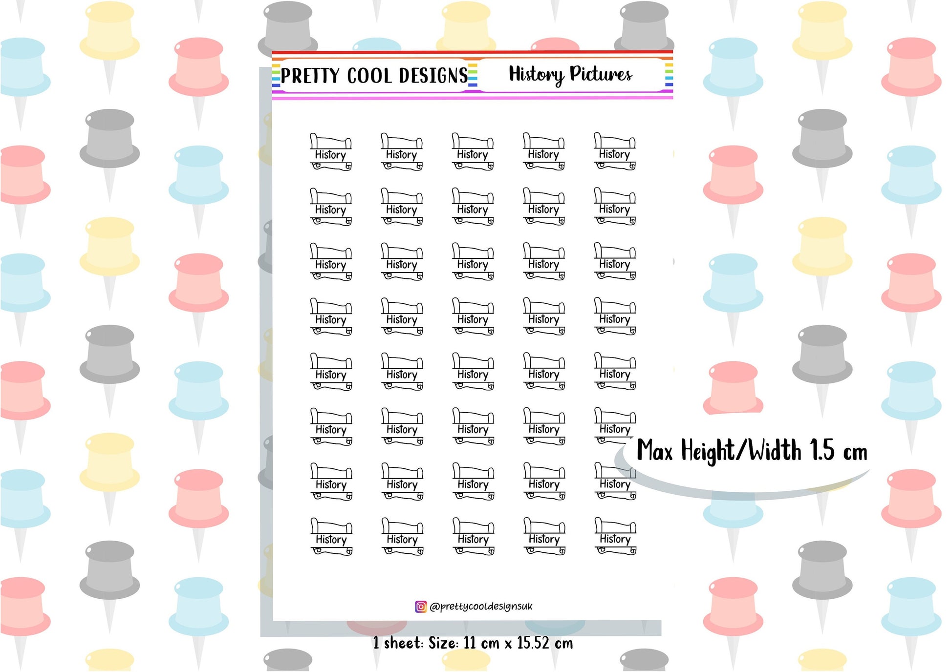 History Subject Teacher Student Planner Stickers UK - 1 Sheet