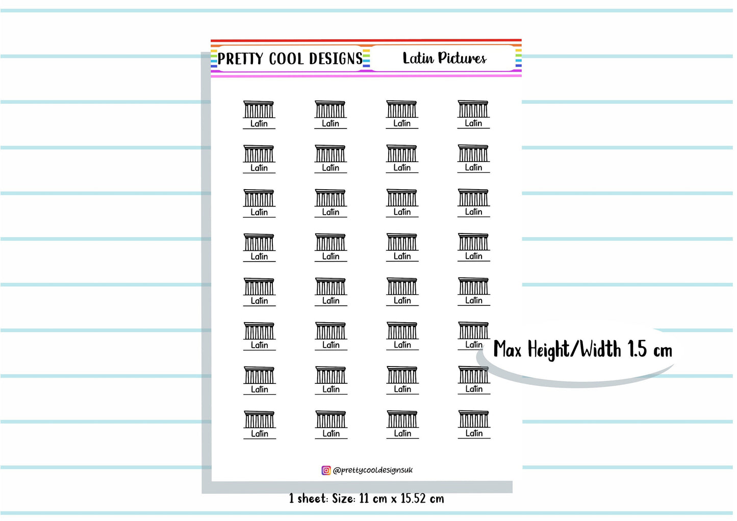 Latin Subject Teacher Student Planner Stickers UK - 1 Sheet