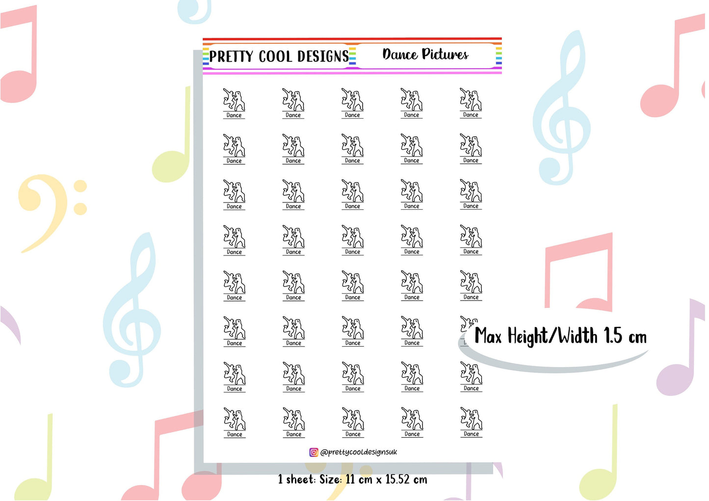 Dance Subject Teacher Student Planner Stickers UK - 1 Sheet