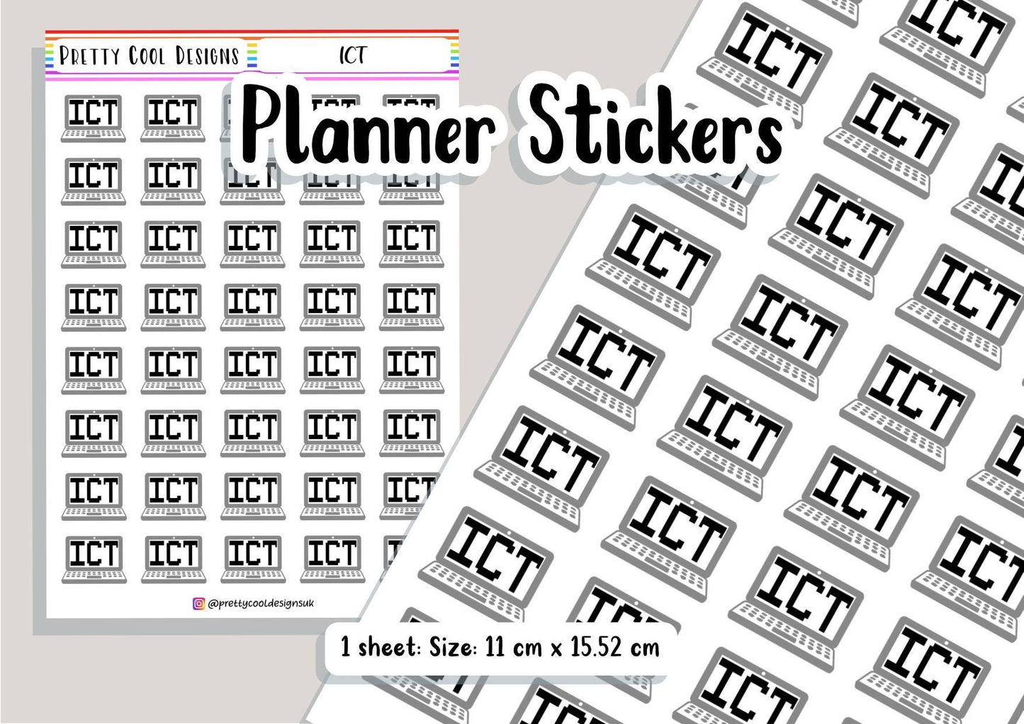 ICT Teacher Planner Stickers UK - 1 Sheet