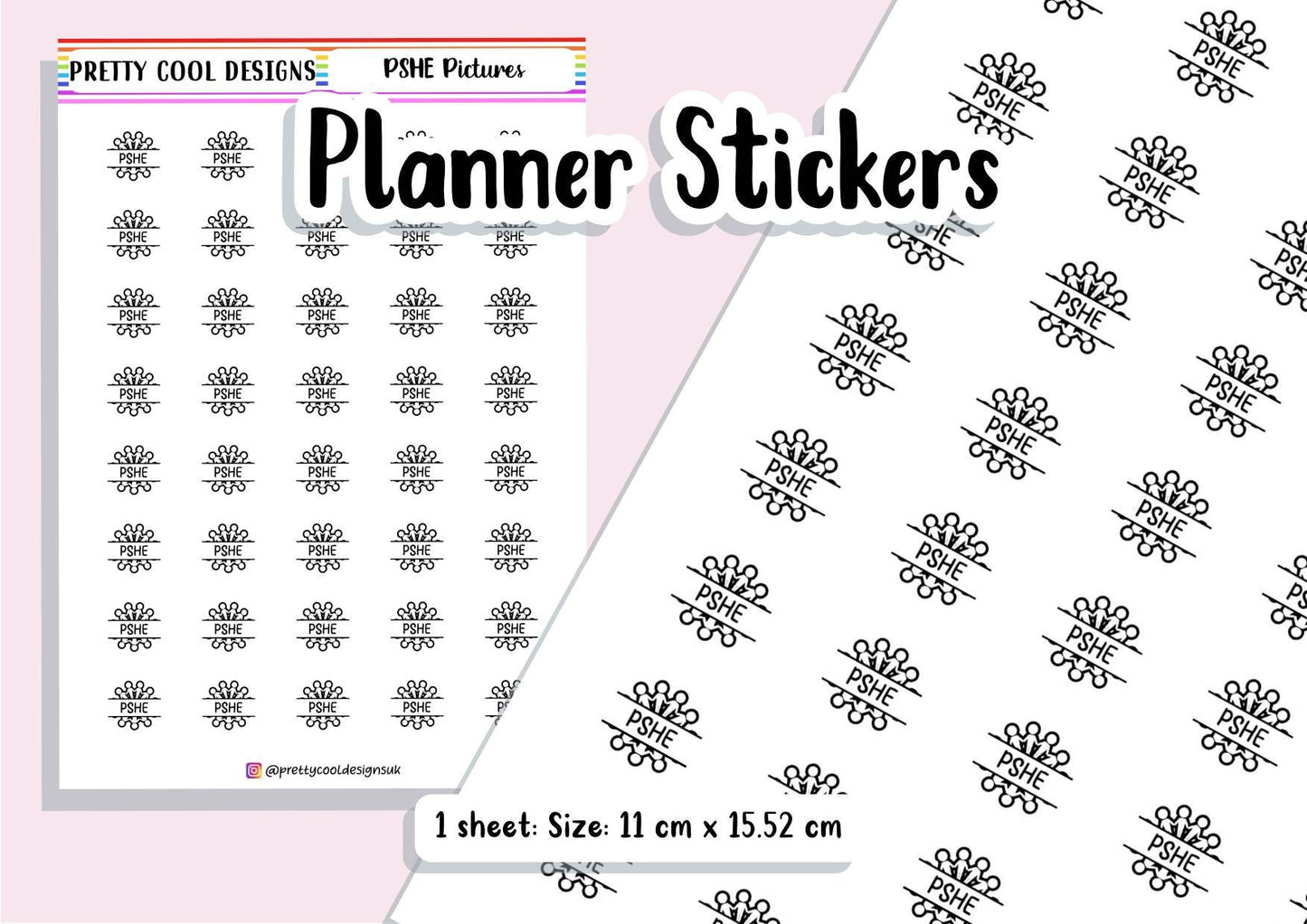 PSHE Subject Teacher Student Planner Stickers UK - 1 Sheet