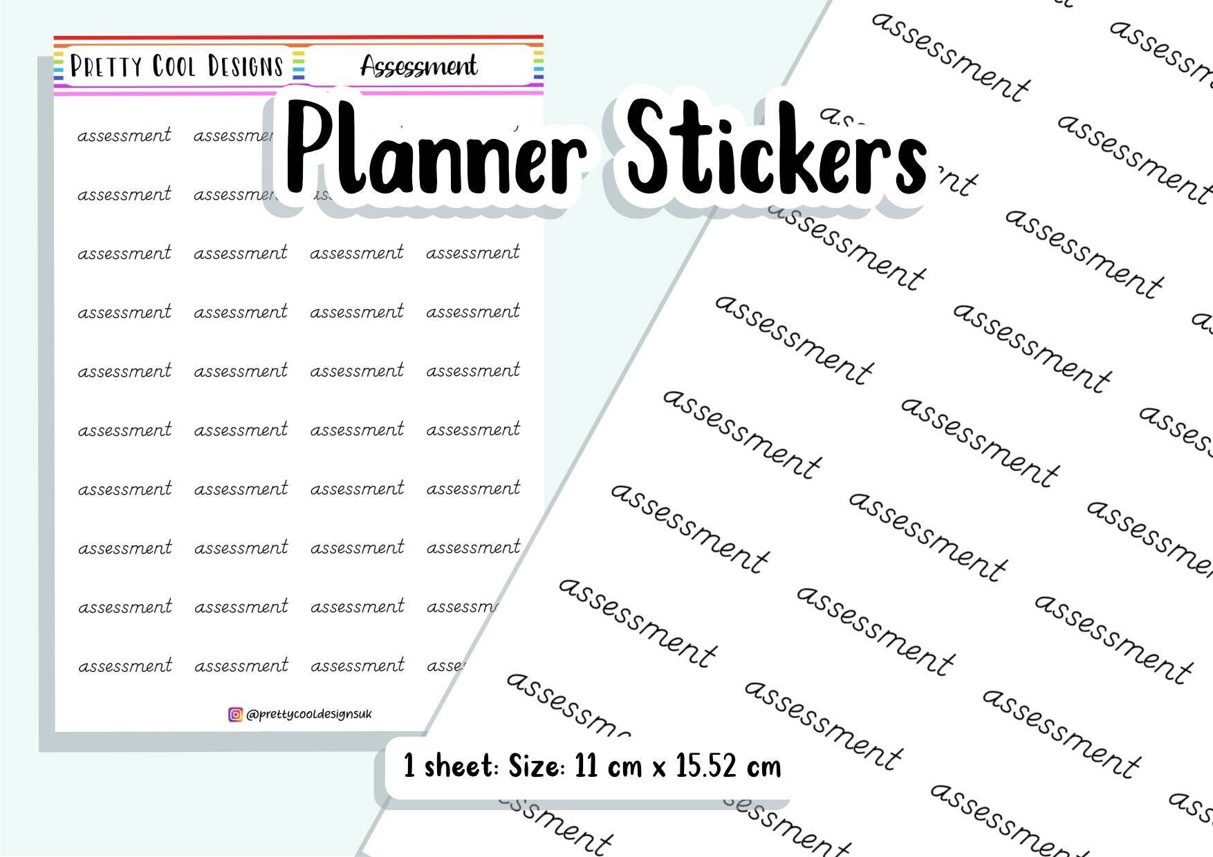 40 Assessment Teacher Planner Stickers UK - 1 Sheet