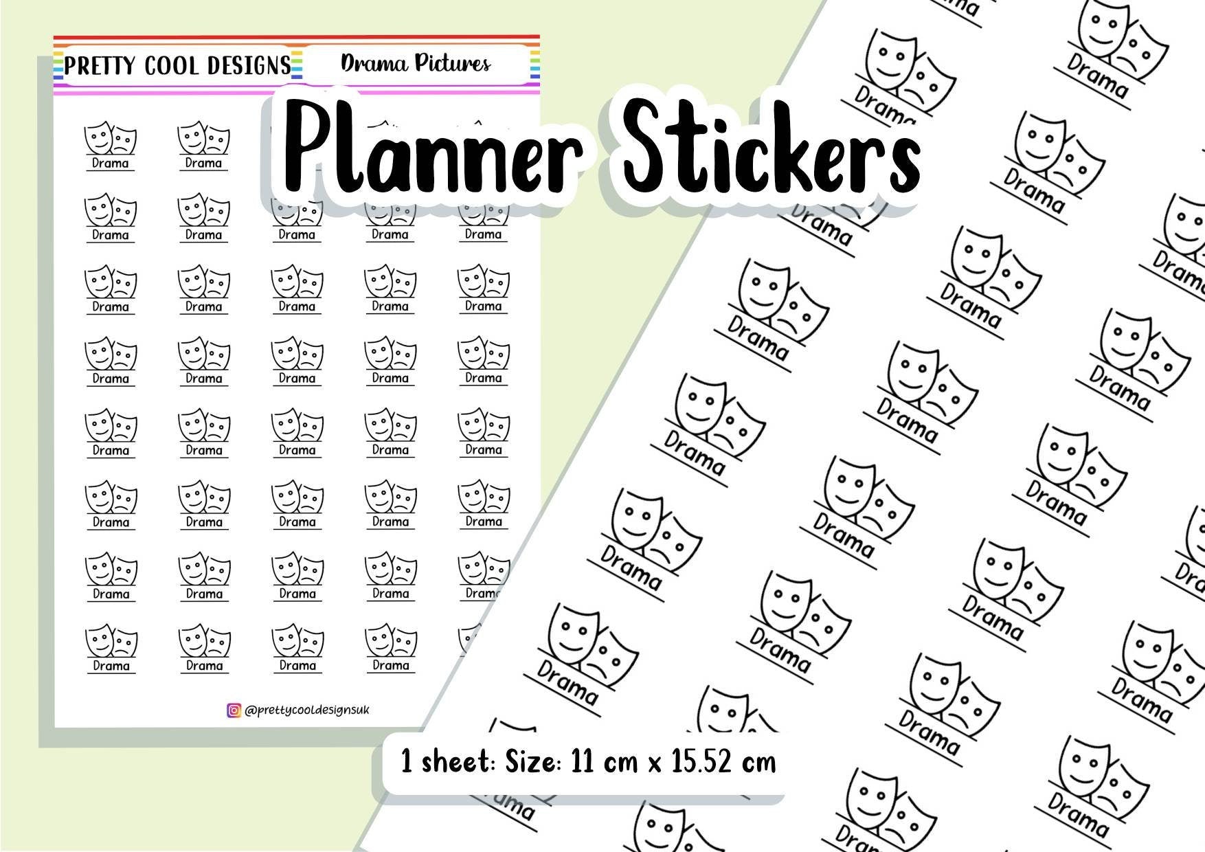 Drama Subject Teacher Student Planner Stickers UK - 1 Sheet