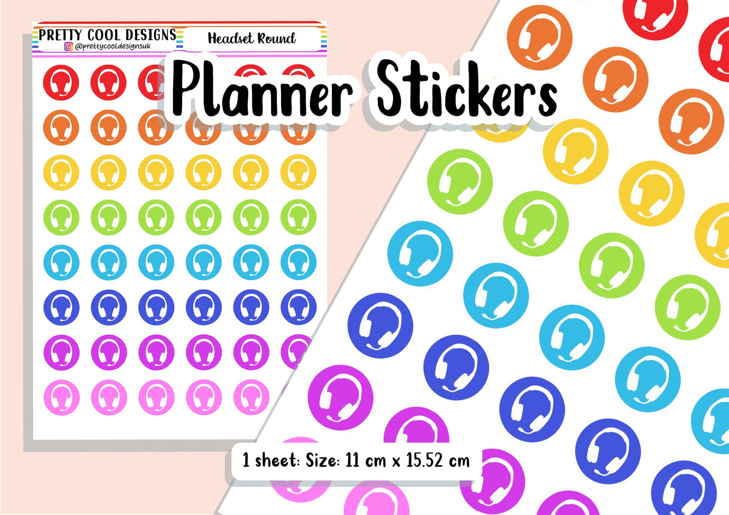 Rainbow Headset Work from Home Gamer Streamer Distance Learning Planner Stickers UK - 1 Sheet