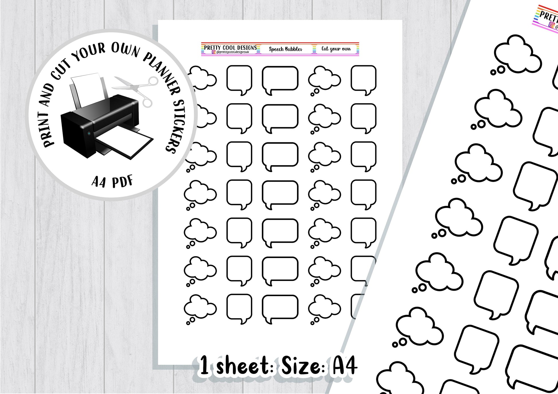 Download Printable Speech Bubbles Blank Planner Stickers PDF Print and Cut DIY