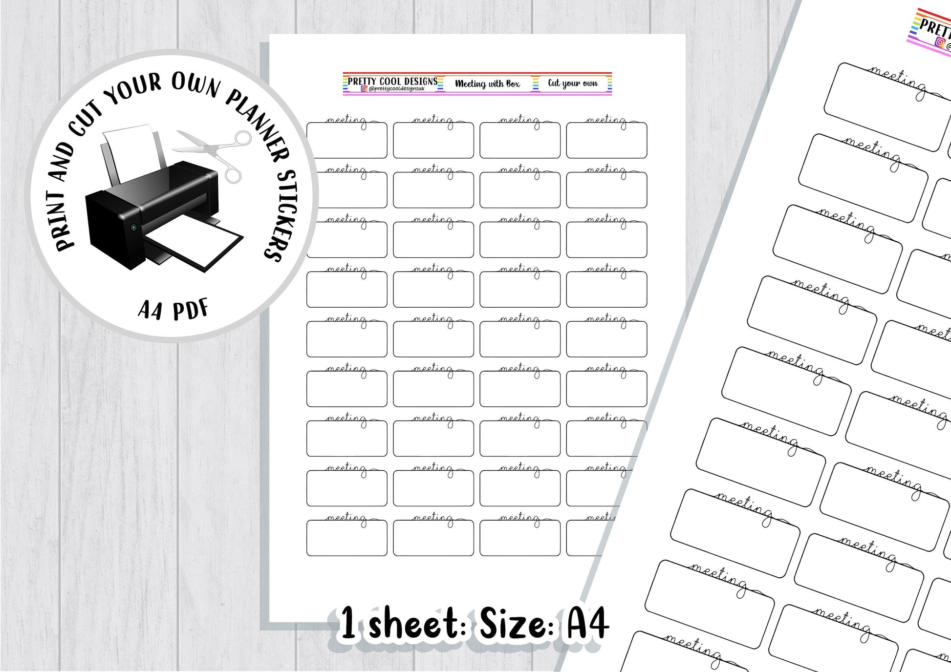 Meeting with Box Planner Download Printable Stickers PDF Print and Cut DIY