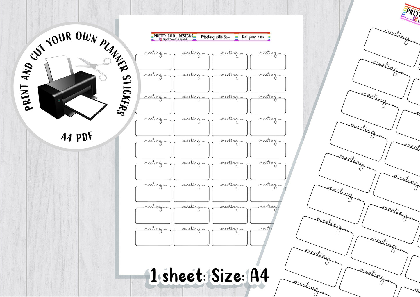 Download Printable Meeting with Box Planner Stickers PDF Print and Cut DIY