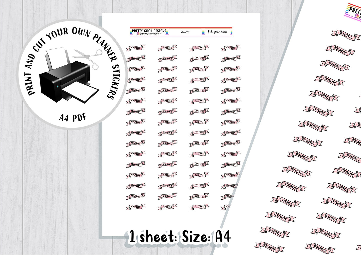 Exams Planner Stickers: Student Teacher DIY (PDF Print)