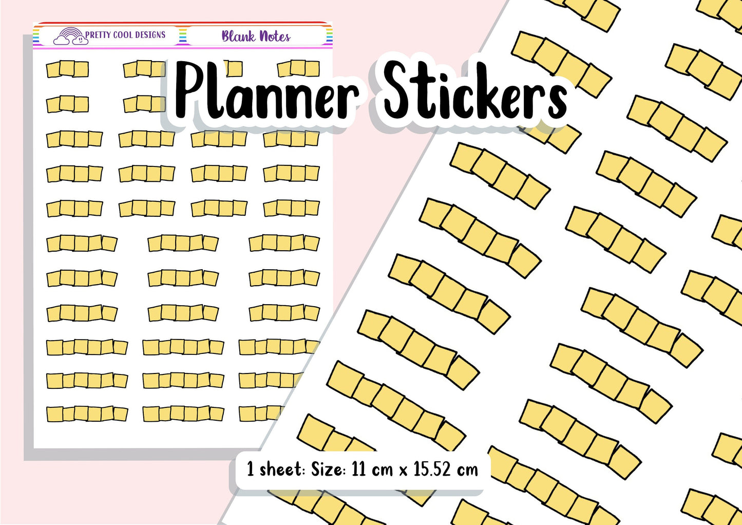 Blank Sticky Note Planner Stickers | Teachers | Students | UK - 1 Sheet