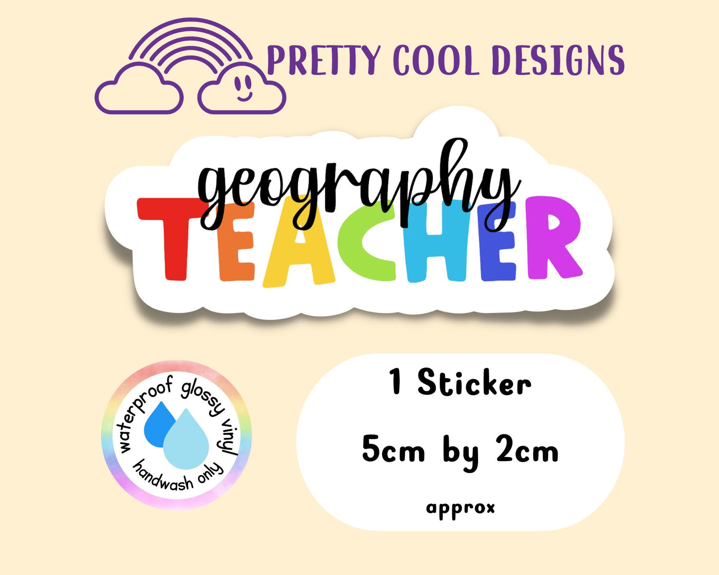 Waterproof Vinyl Geography Teacher Sticker Rainbow Affirmation Self Love Motivational Sticker Laptop Journal Scrapbook Planner Sticker