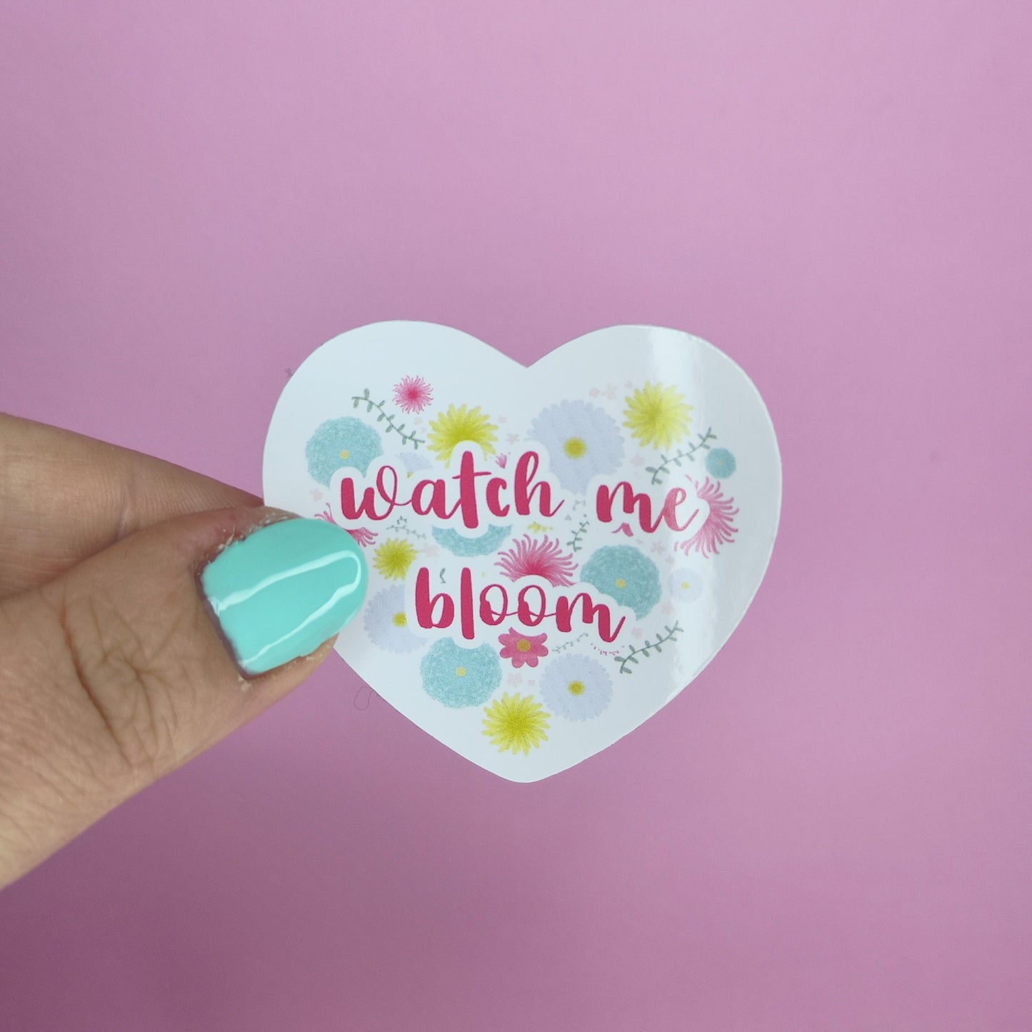 Watch Me Bloom Sticker: Rainbow Heart, Waterproof Vinyl (5cm)