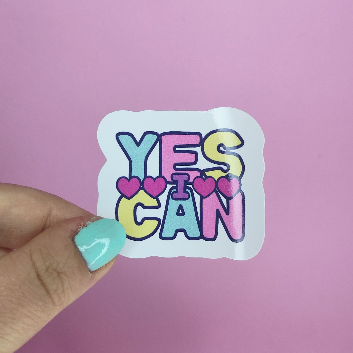 Yes I Can Sticker: Rainbow Affirmation, Waterproof Vinyl (5cm x 4.5cm)
