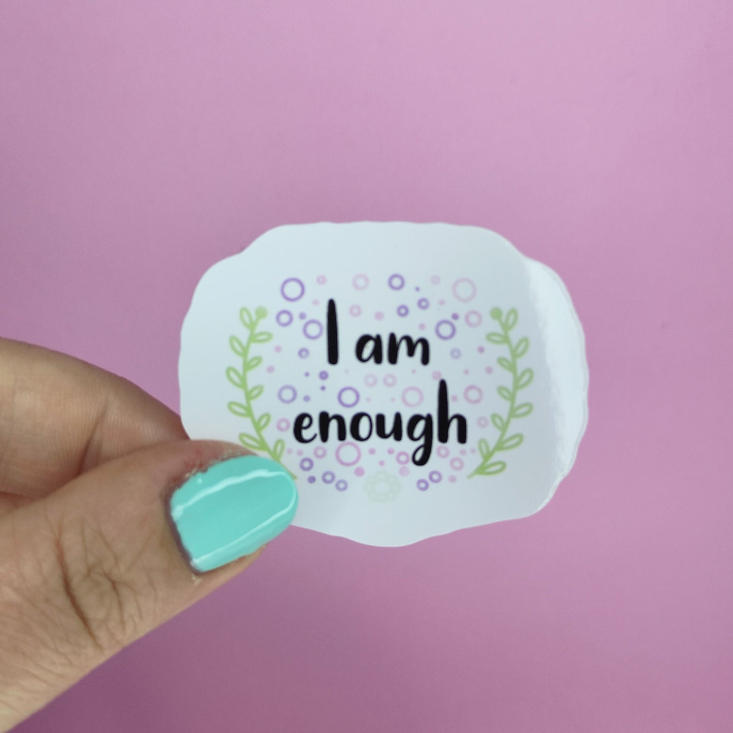 I am Enough Sticker: Waterproof Vinyl Rainbow Affirmation (5cm x 4.2cm)