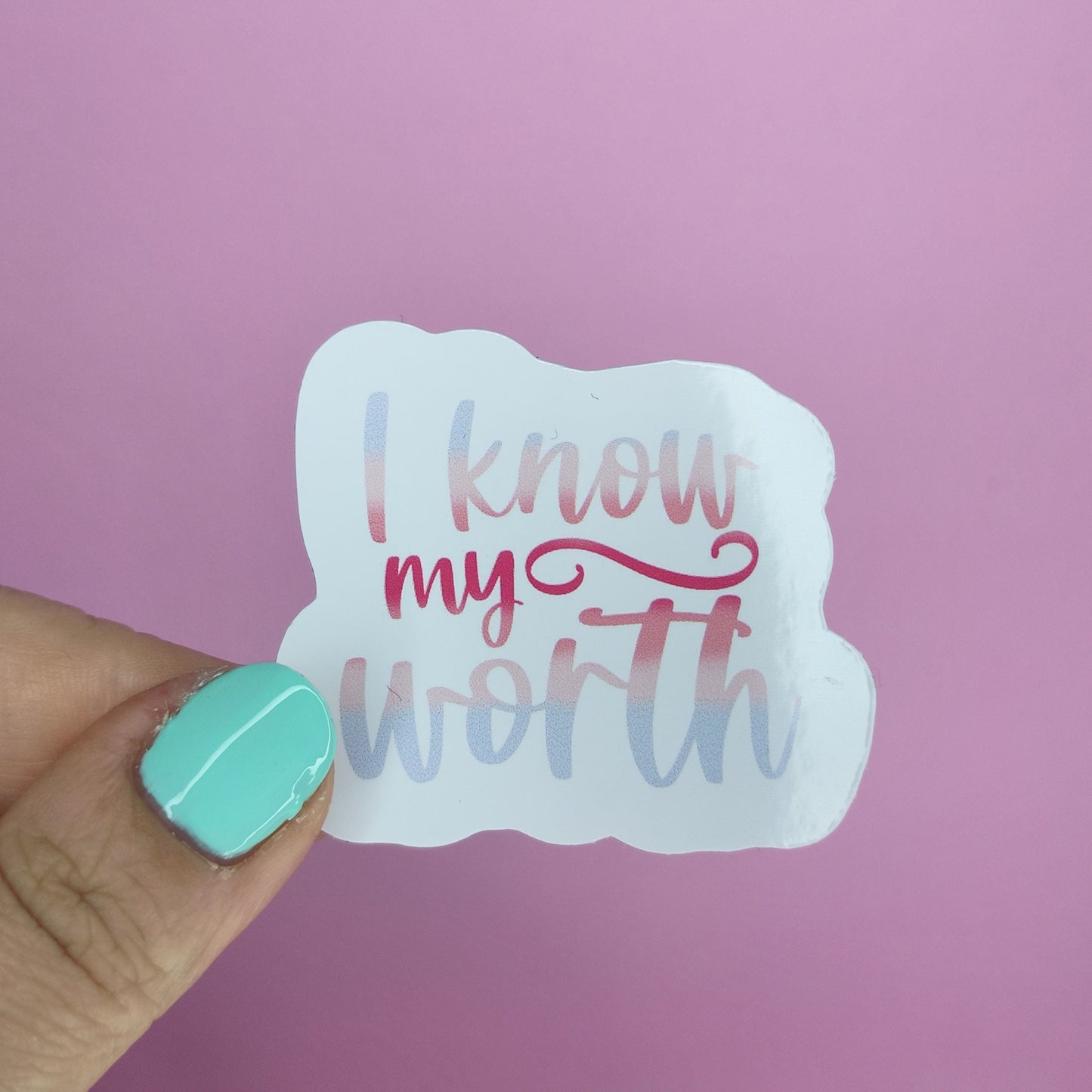 Waterproof Vinyl I Know my Worth Sticker Rainbow Affirmation Self Love Motivational Sticker Laptop Scrapbook Journal Planner Sticker