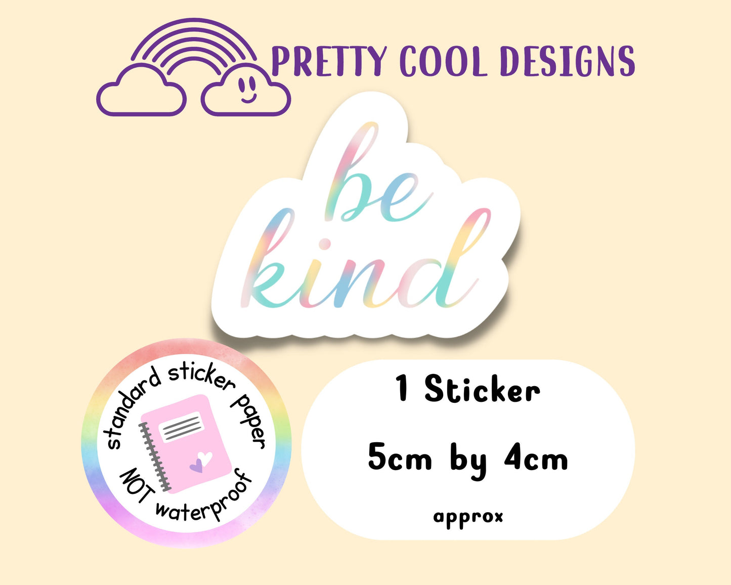 Be Kind Positive Motivational Word Typography Sticker (NOT WATERPROOF)