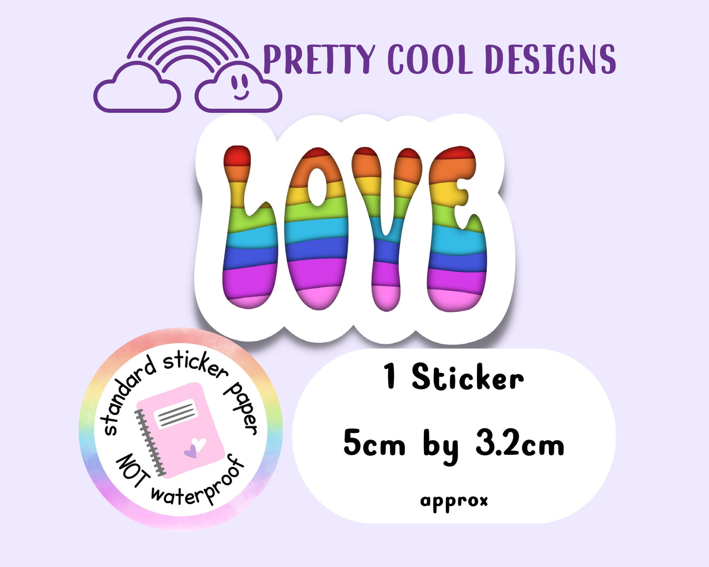 Rainbow Love Sticker: Motivational Affirmation Planner Decal (NOT Waterproof)
