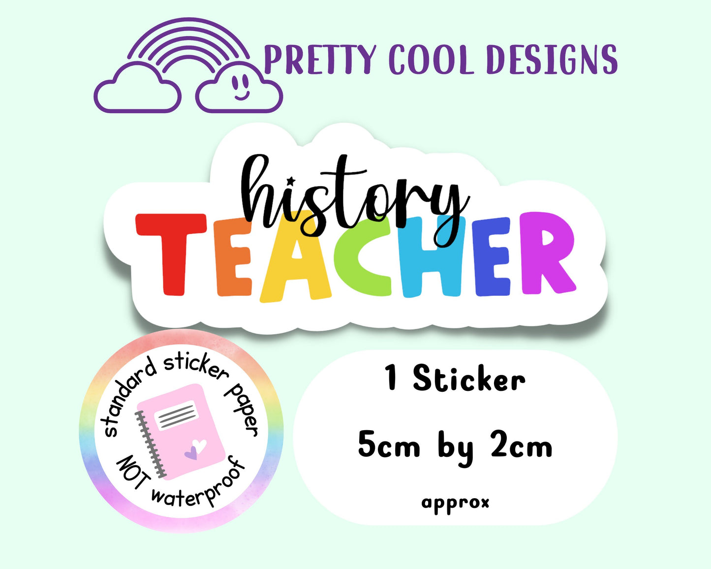 History Teacher Rainbow Affirmation Self Love Motivational Sticker Journal Scrapbook Planner Sticker (NOT WATERPROOF)