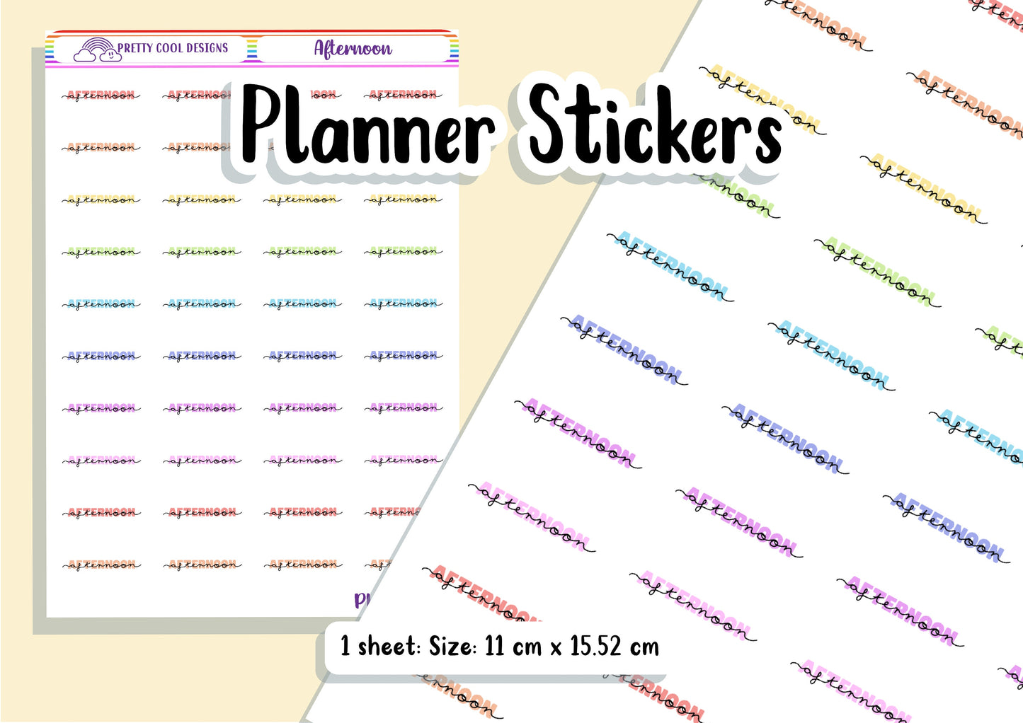 Afternoon Teacher Family Work Planner Stickers UK - 1 Sheet - Block and Cursive