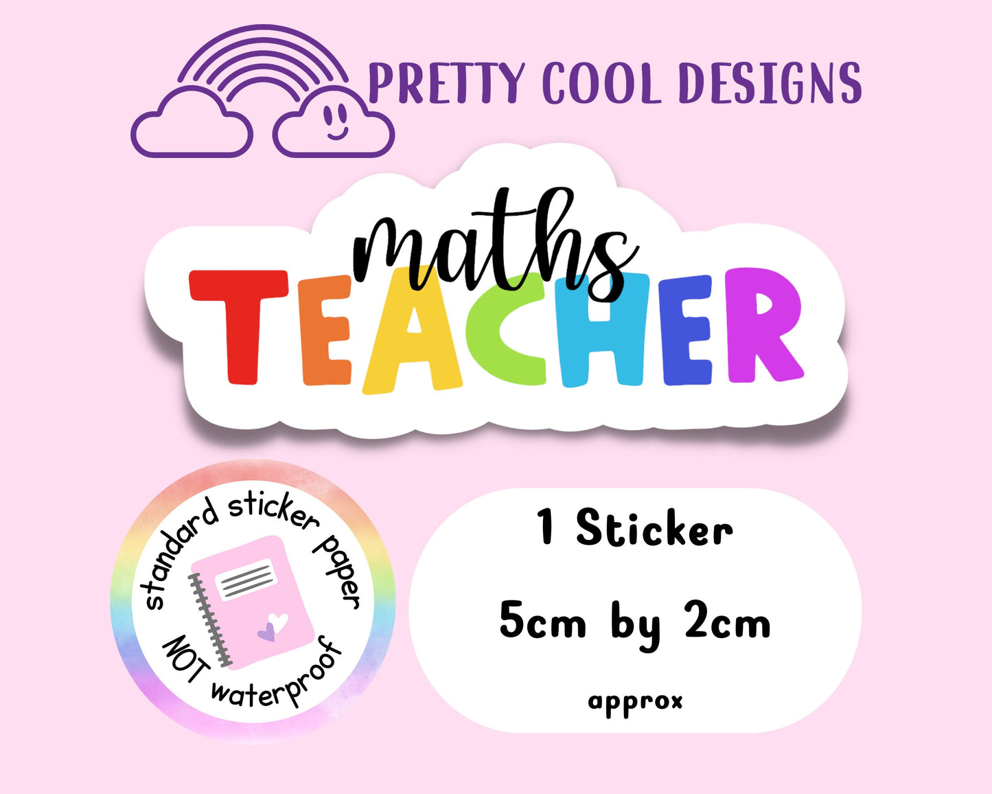 Maths Teacher Rainbow Affirmation Self Love Motivational Sticker Journal Scrapbook Planner Sticker (NOT WATERPROOF)