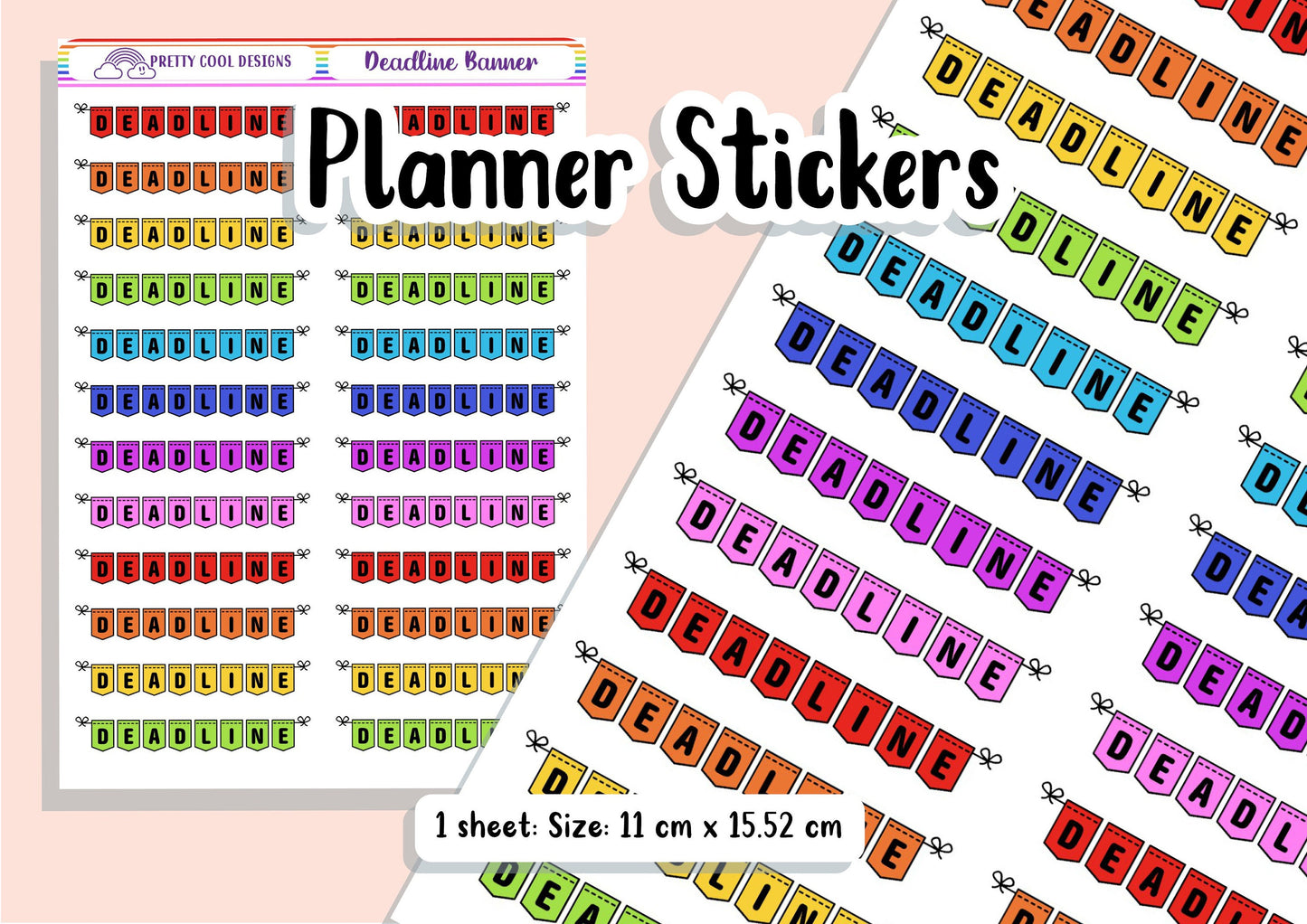 Deadline Banner Planner Stickers - Teacher Student Stickers (1 Sheet)