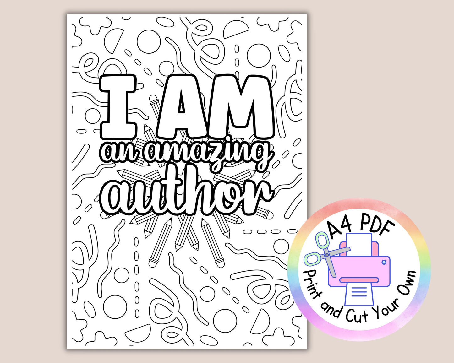 Printable Poster Kids Colouring Page Affirmation Motivation Quote Writing Themed Display Bulletin Classroom Decor Print
