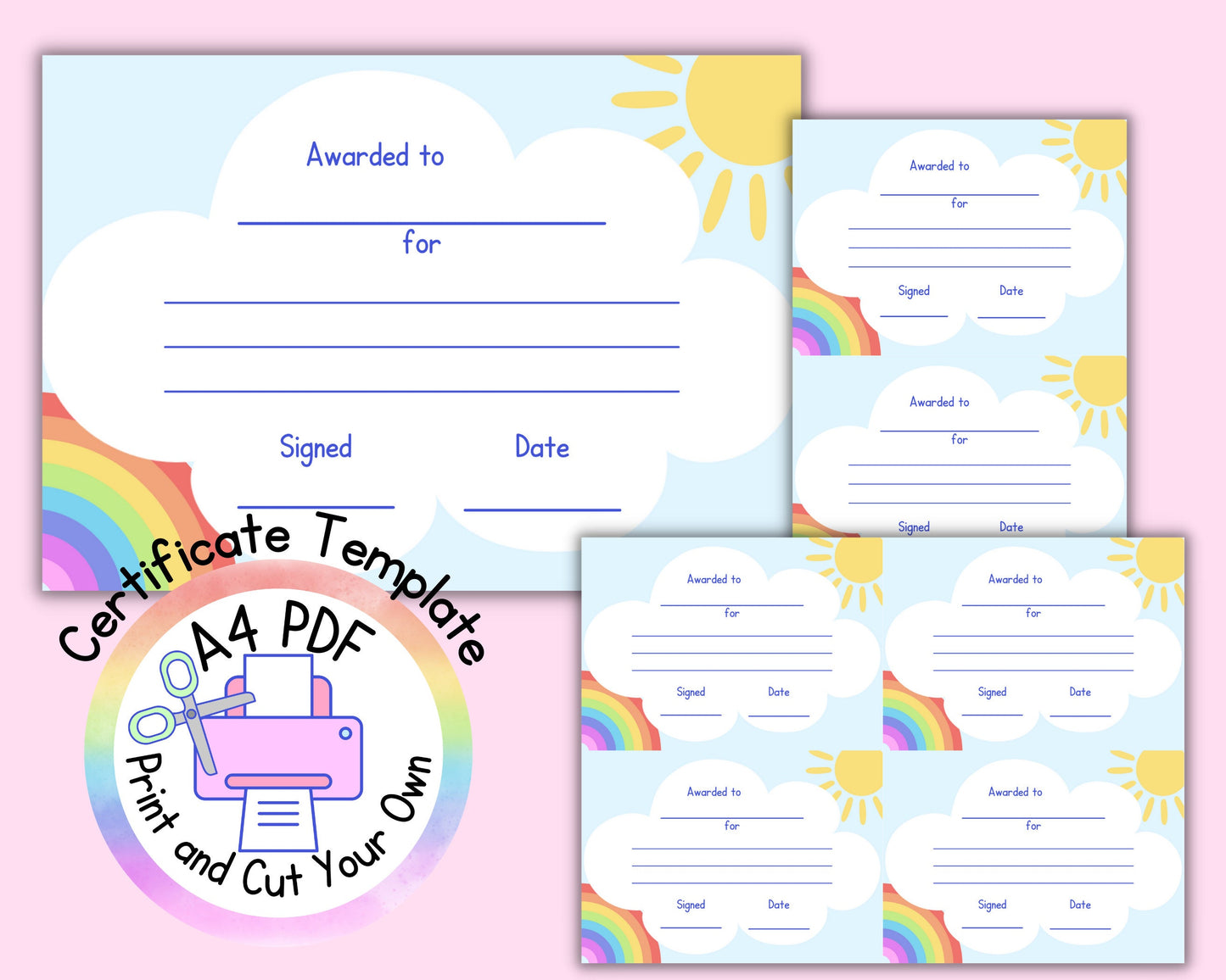 Rainbow Certificate | Printable PDF | Digital Download | A4 Print Your Own