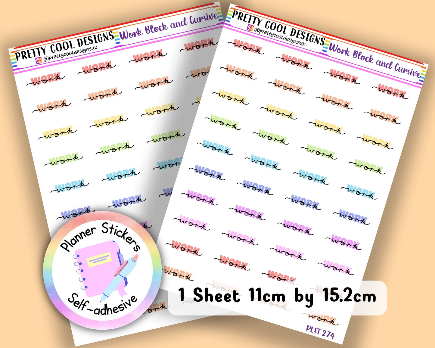 Work Teacher Family Work Planner Stickers UK - 1 Sheet - Block and Cursive