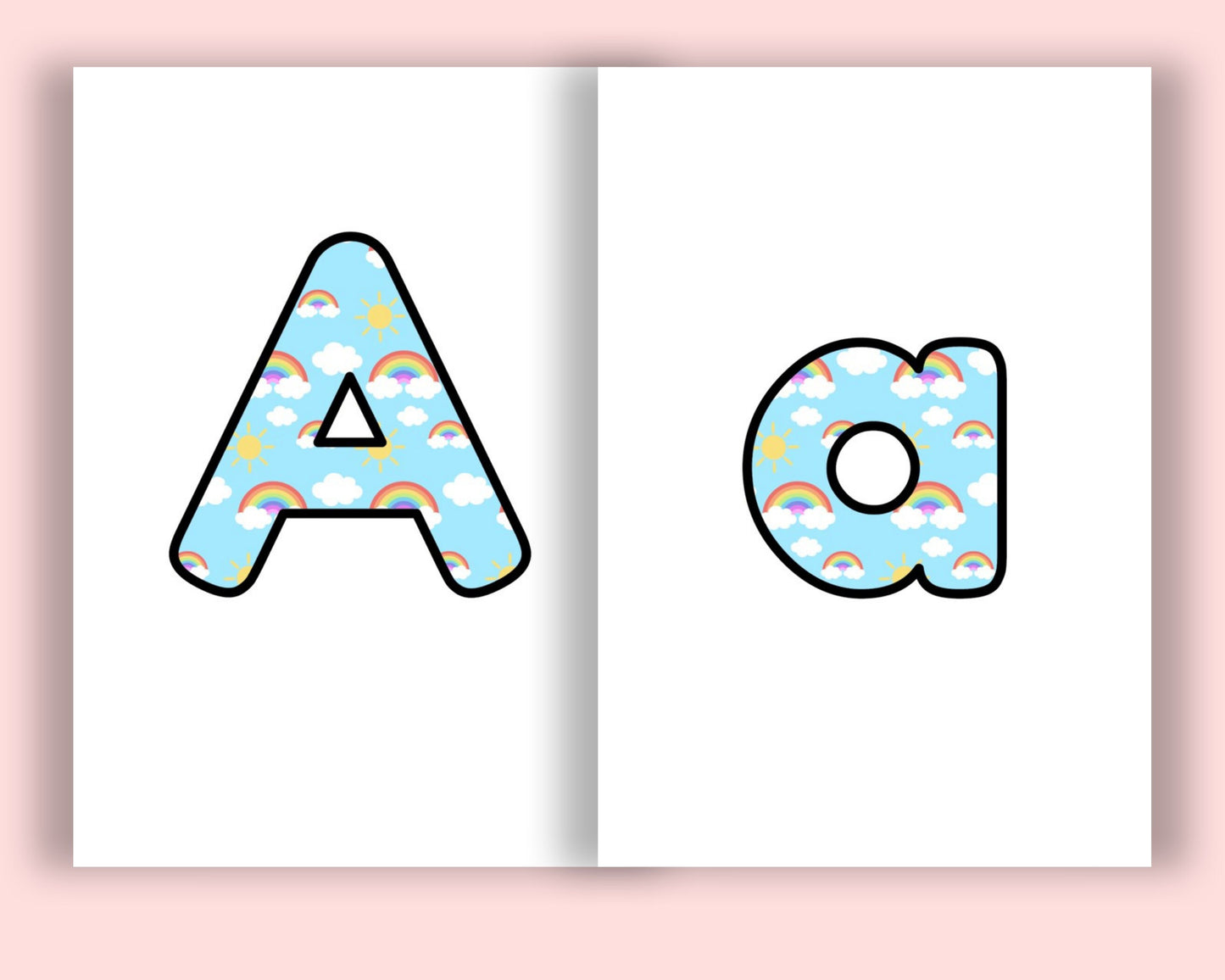 Rainbow | printable display | bulletin | letters numbers symbols | classroom | print and cut